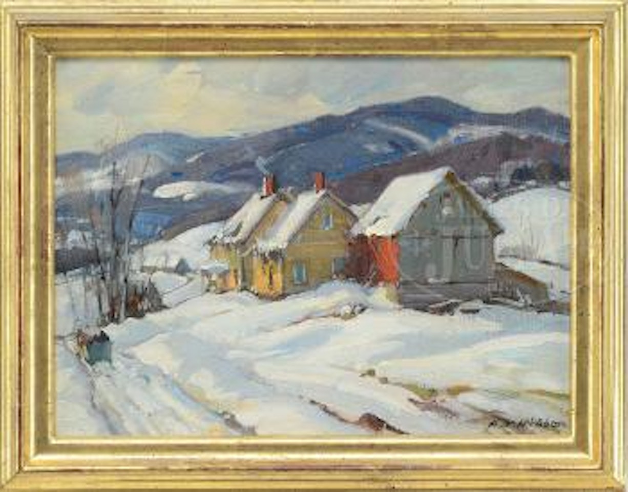Vermont winter homestead with sleigh by Aldro Thompson Hibbard
