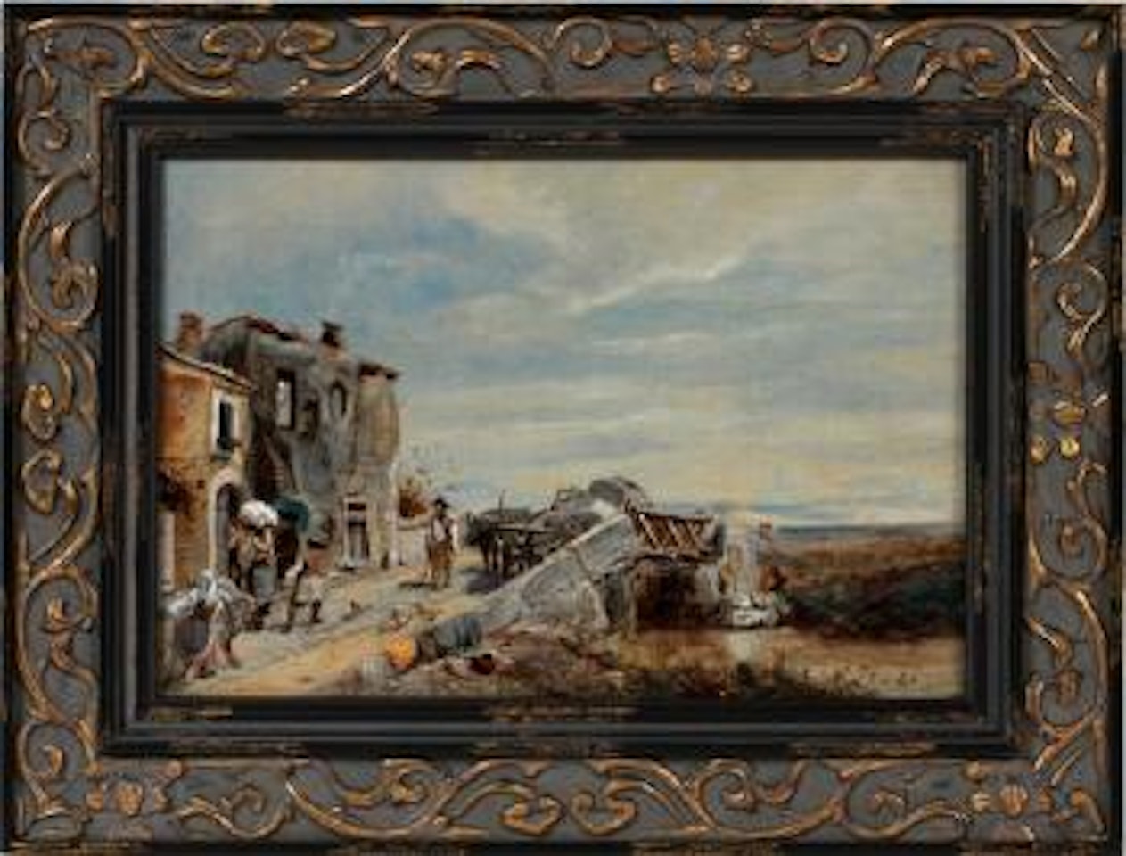 Village scene by Oswald Achenbach
