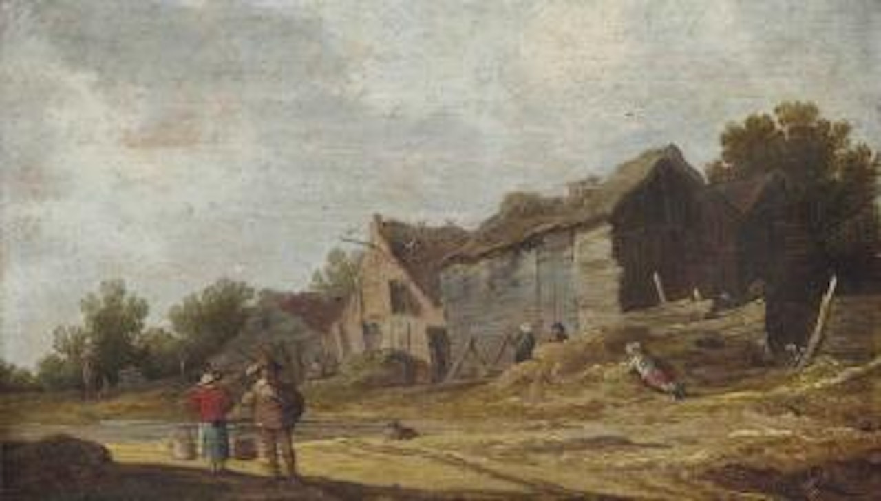 Personnages près d'une ferme by Jan van Goyen