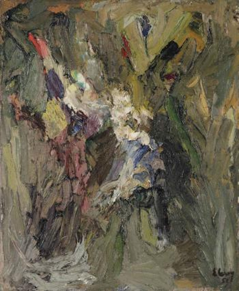 Untitled (white chrysanthemums) by Eugène Leroy