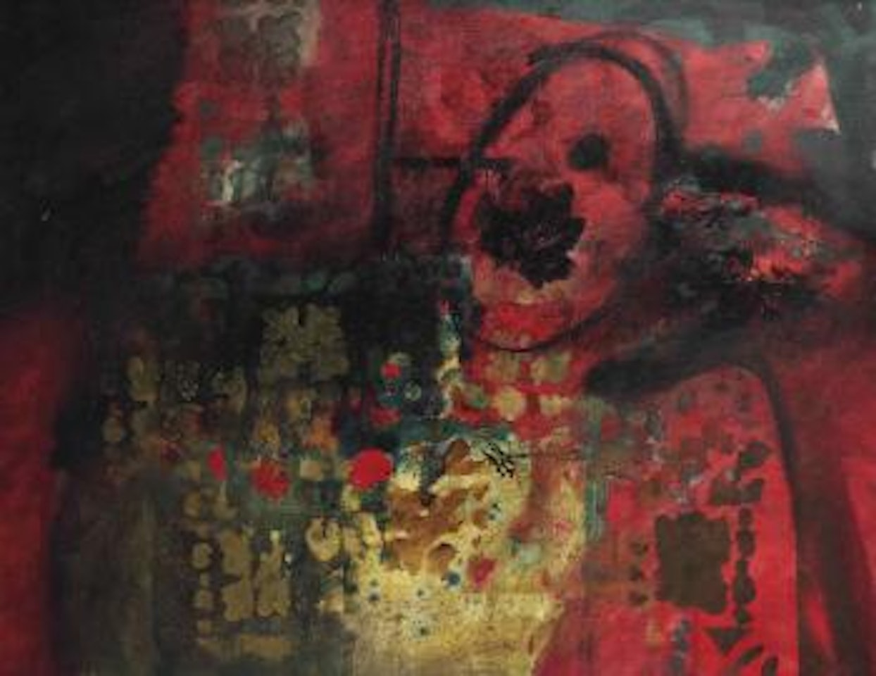 Composition fenille rouge by Antoni Clavé
