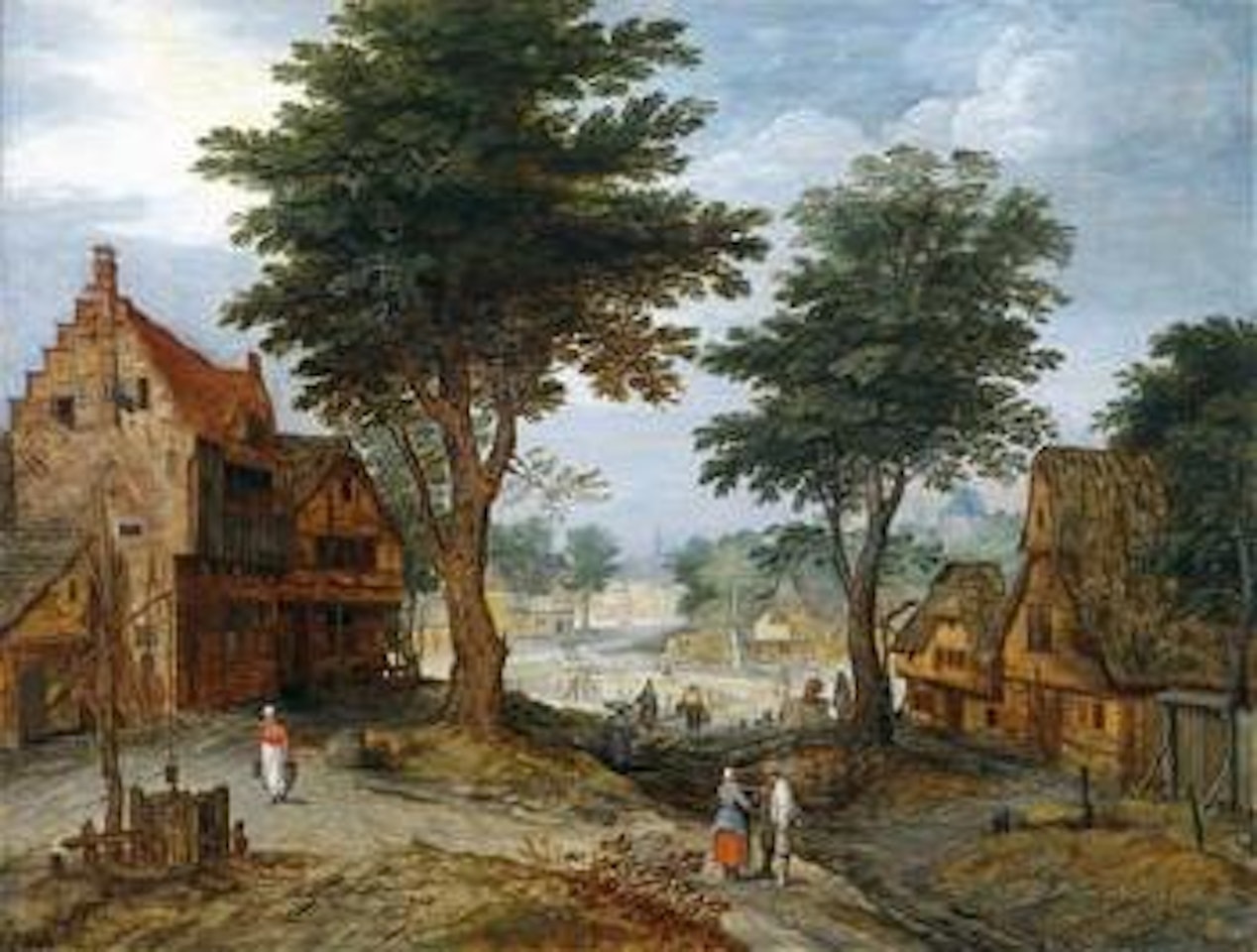 Belebte Dorflandschaft mit Bäumen by Jan Brueghel the Younger