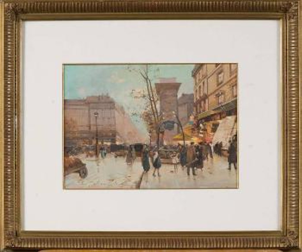 Boulevard parisien animé by Eugene Galien-Laloue