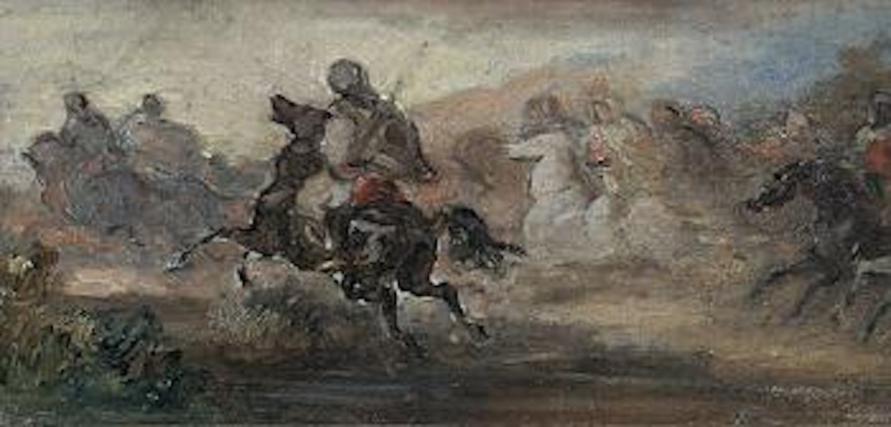 Reitende Beduinen. by Adolf Schreyer