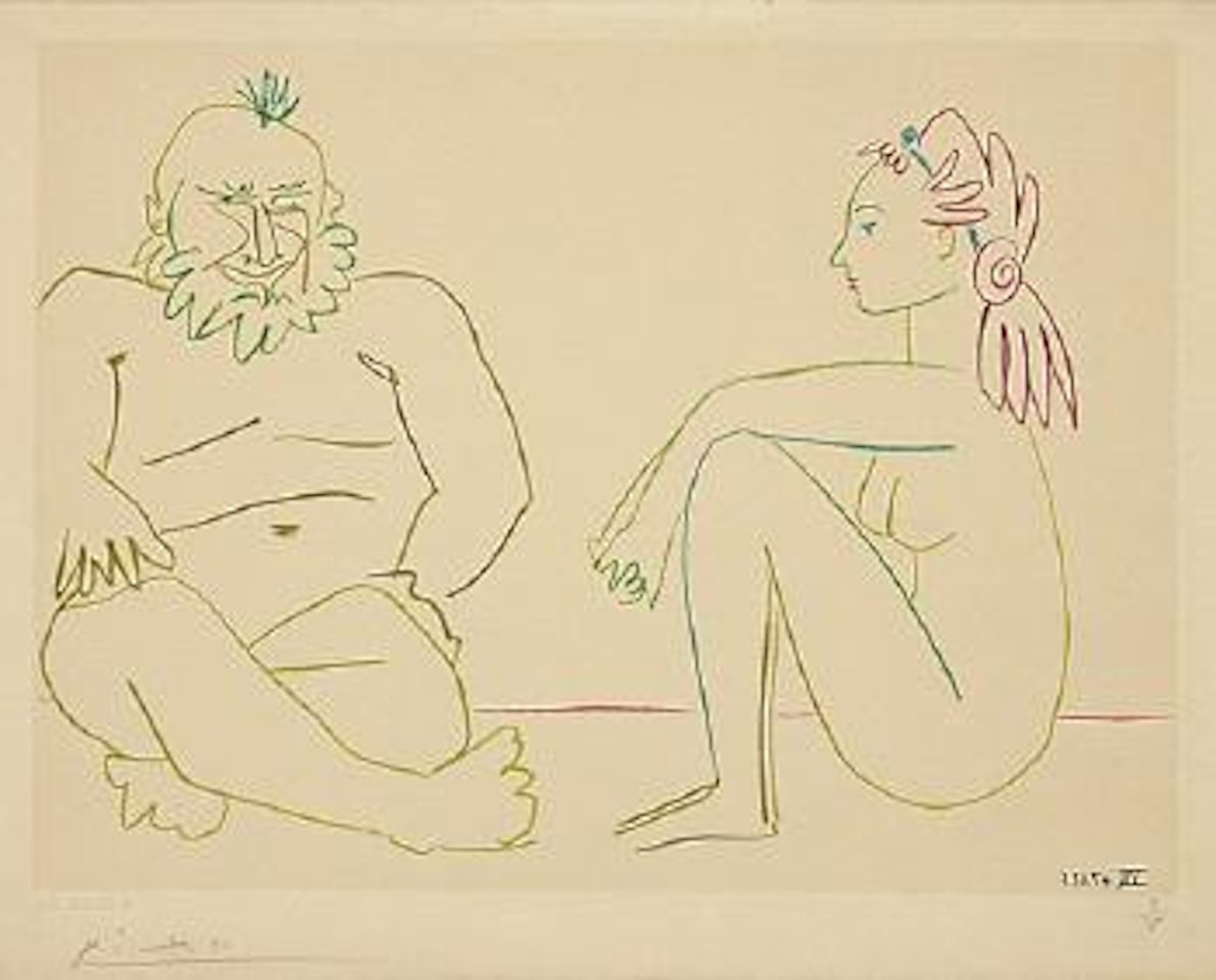 Peintre barbu et Modèle. by Pablo Picasso