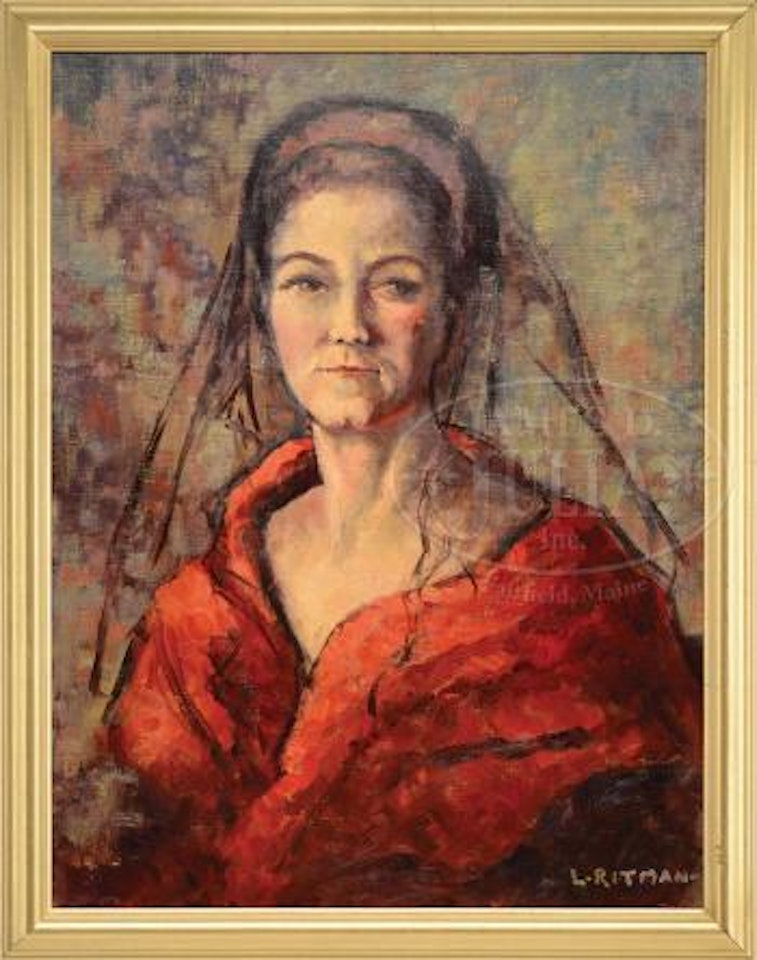 Woman with veil in red by Louis Ritman