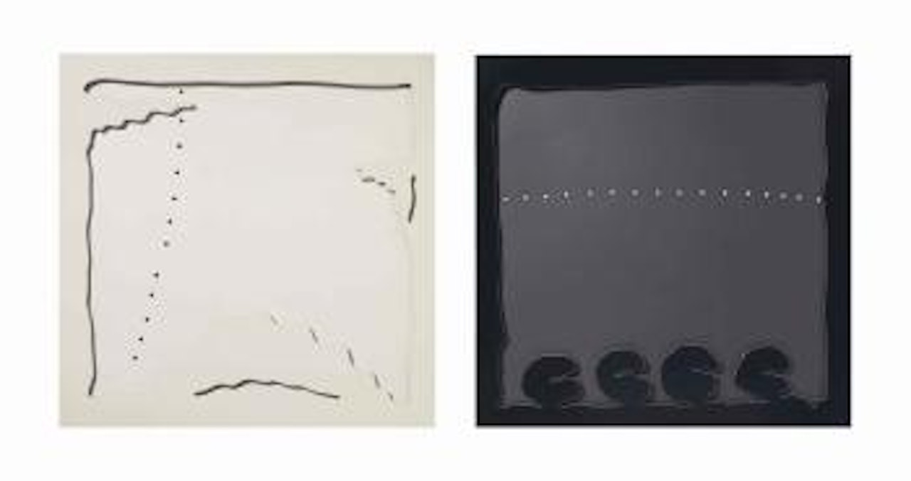 Lotto di due opere:  a) Concetto Spaziale - Teatrino (bianco)  b) Concetto Spaziale - Teatrino (nero) by Lucio Fontana