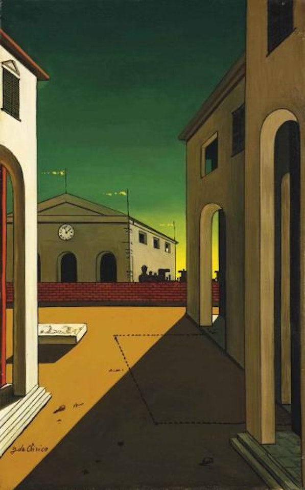 Piazza d'Italia con piedistallo vuoto by Giorgio de Chirico