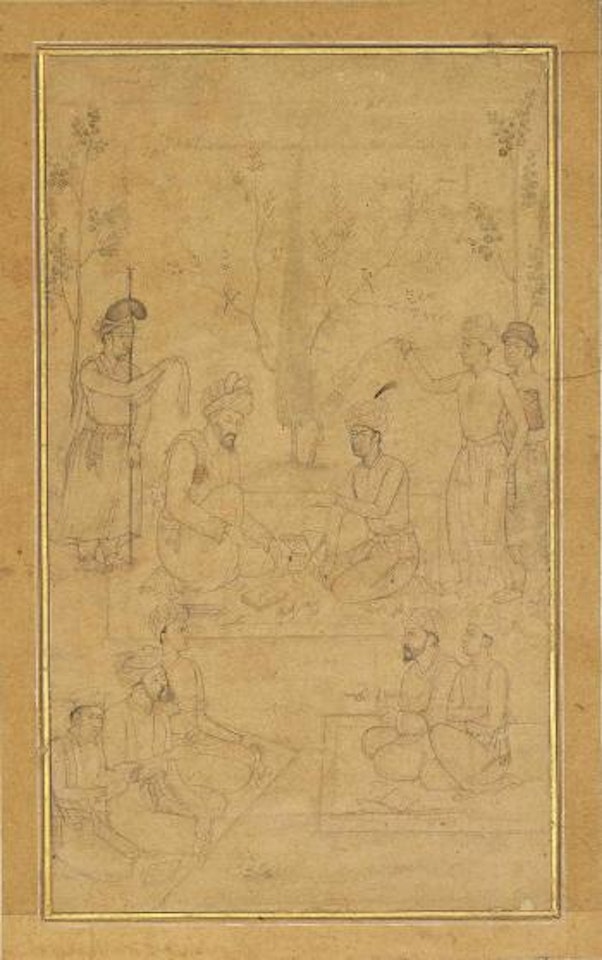 The Emperor Babur Conversing With His Son by Mughal School