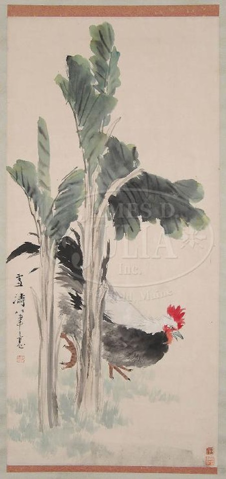 Rooster under a leafy tree by Wang Xuetao