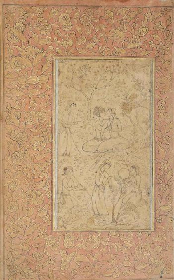 An Amorous Couple With Musicians And Attendants by Safavid School