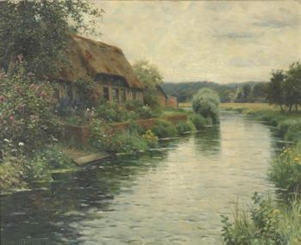 A cottage by the river by Louis Aston Knight