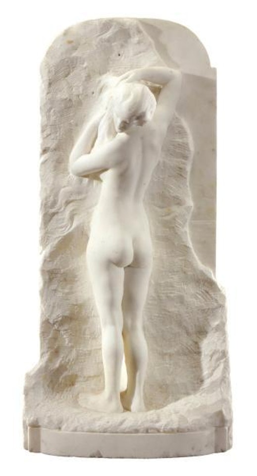 Une jeune femme nue au pied d'un rocher by Alfred Boucher