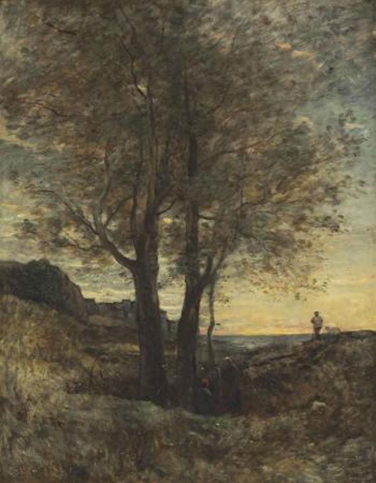 Le berger dans une gorge au bord de la mer by Jean Baptiste Camille Corot