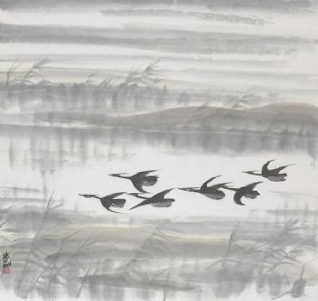 Envolée d'oies sauvages by Lin Fengmian