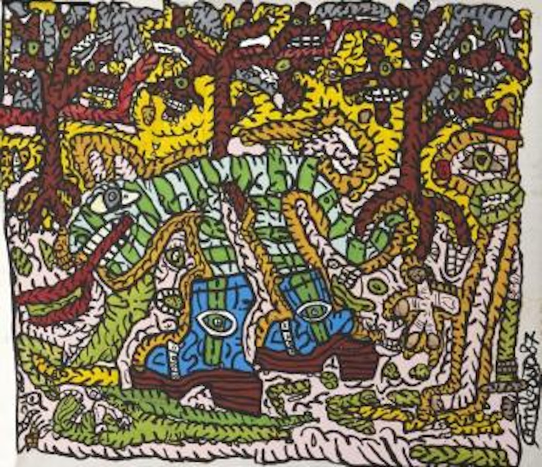 Le lézard vert à rayures by Robert Combas