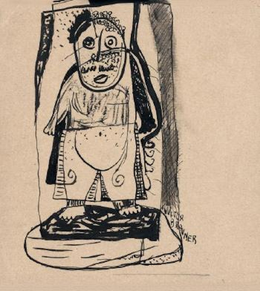 Personnage debout. Personnage dans un paysage by Victor Brauner