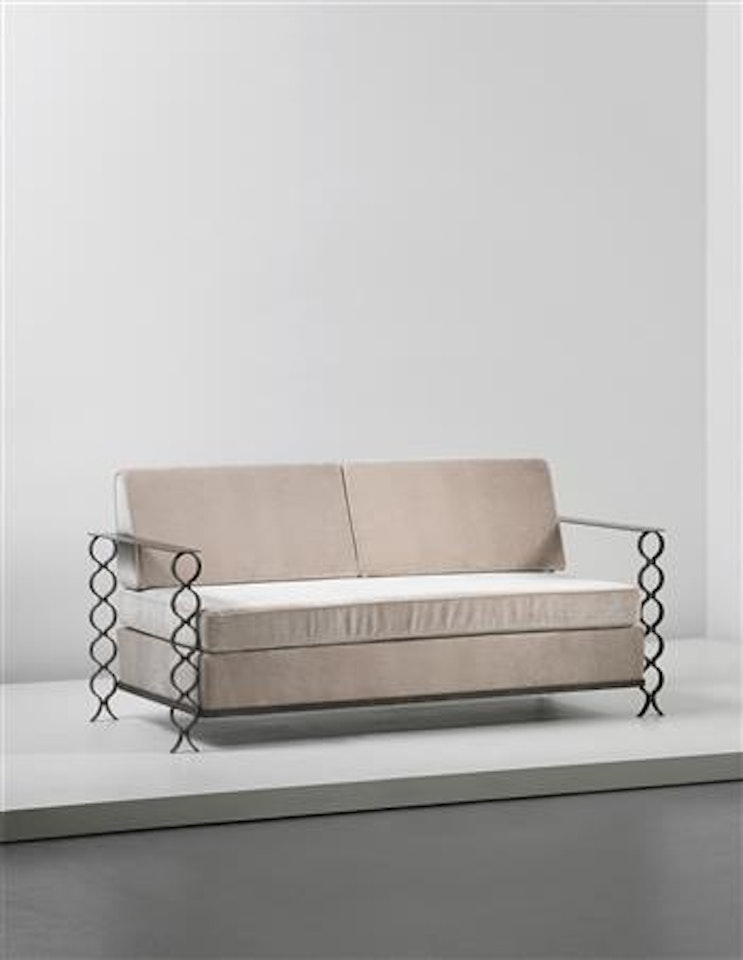 Unique 'Ruban' sofa, commissioned for a private apartment, France by Jean Royere
