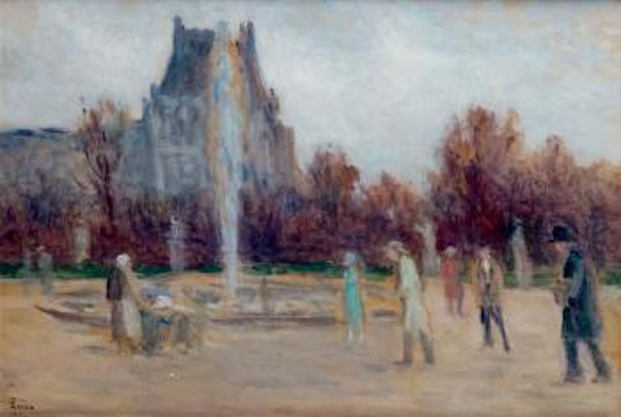 Le jet d'eau au jardin public, les Tuileries by Maximilien Luce