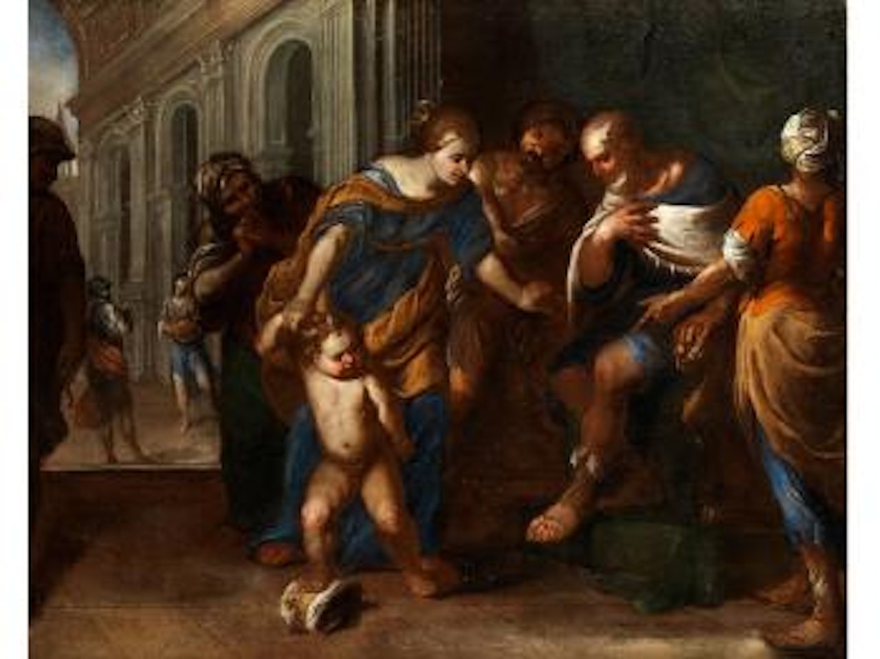 Der Mosesknabe Tritt Auf Die Krone Des Pharao by Italian School