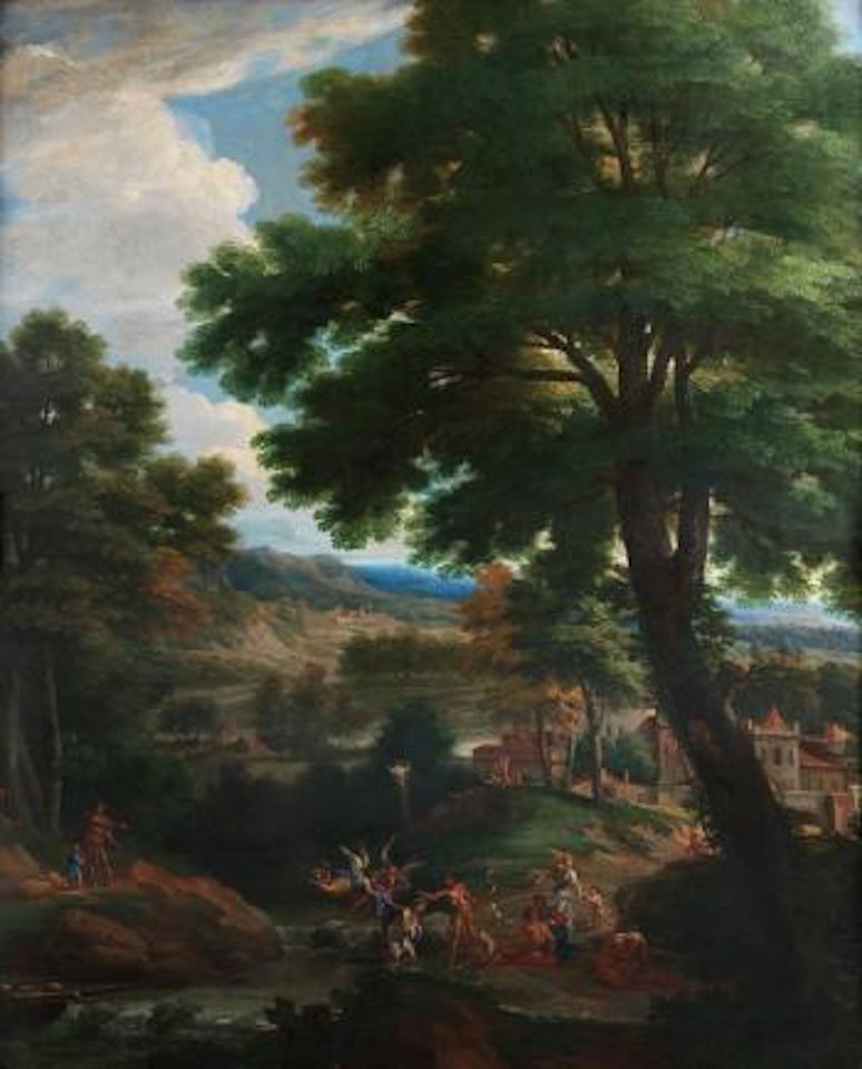 Die Taufe Christi In Tiefer Landschaft by Italian School