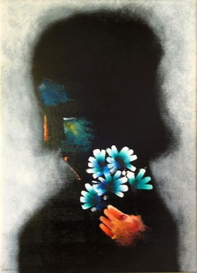 Girl with flowers by Charles Blackman