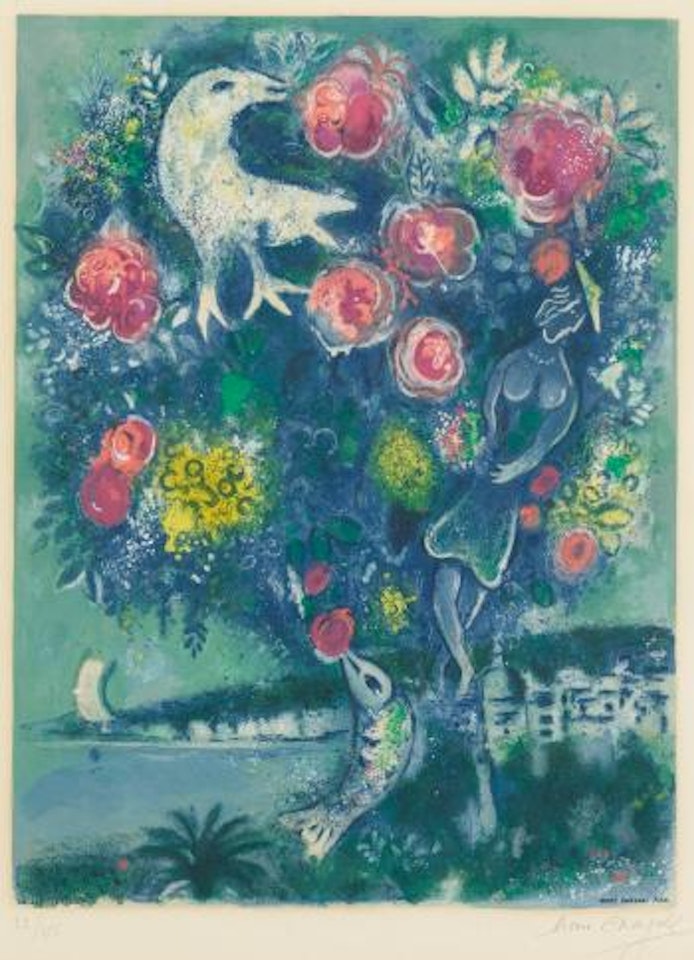 Angel Bay With a Bouquet Of Roses (M. Cs 30) by Marc Chagall by Charles Sorlier