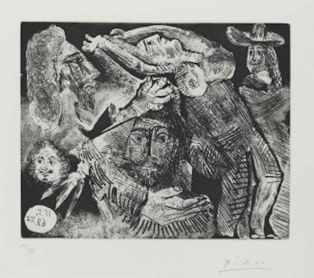 Les Trois Mousquetaires, enlévement, from La Série 347 (B. 1571; Ba. 1587) by Pablo Picasso