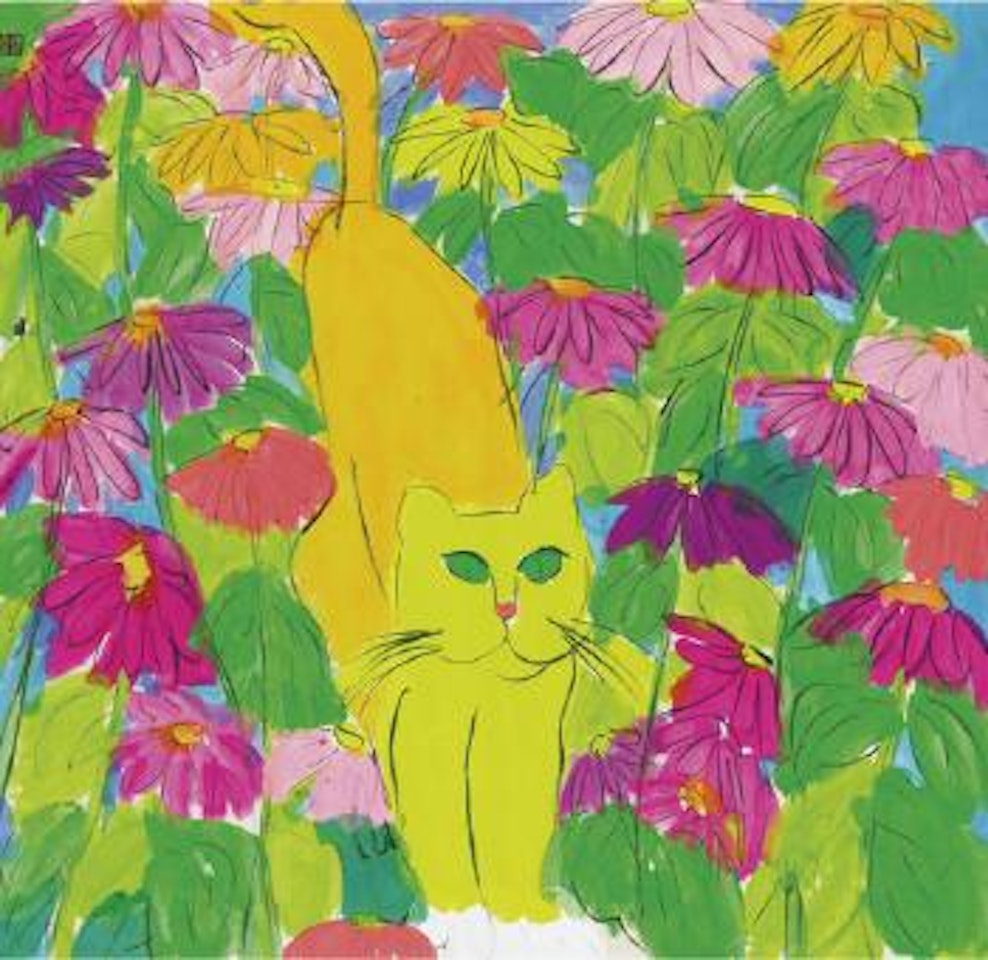 Yellow cat among the petal by Walasse Ting