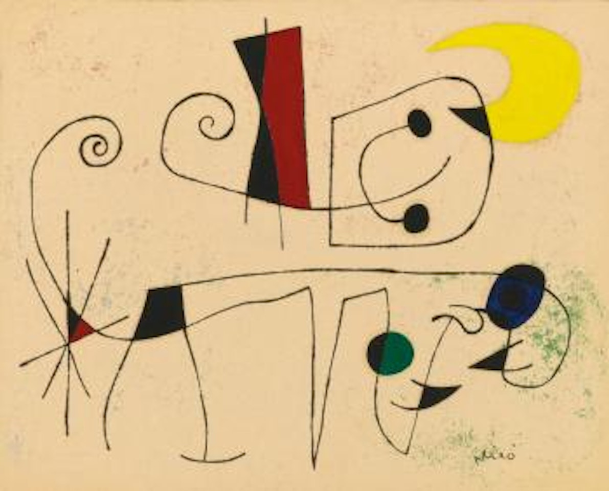Chien Enragé Par Une Nuit De Lune Hantée Par Les Amours Des Oiseaux by Joan Miró