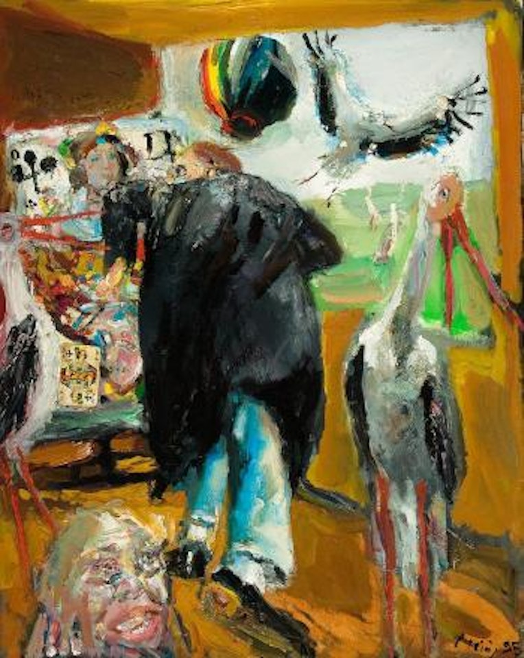 o.T. (Szene mit Storch) by Bernhard Heisig