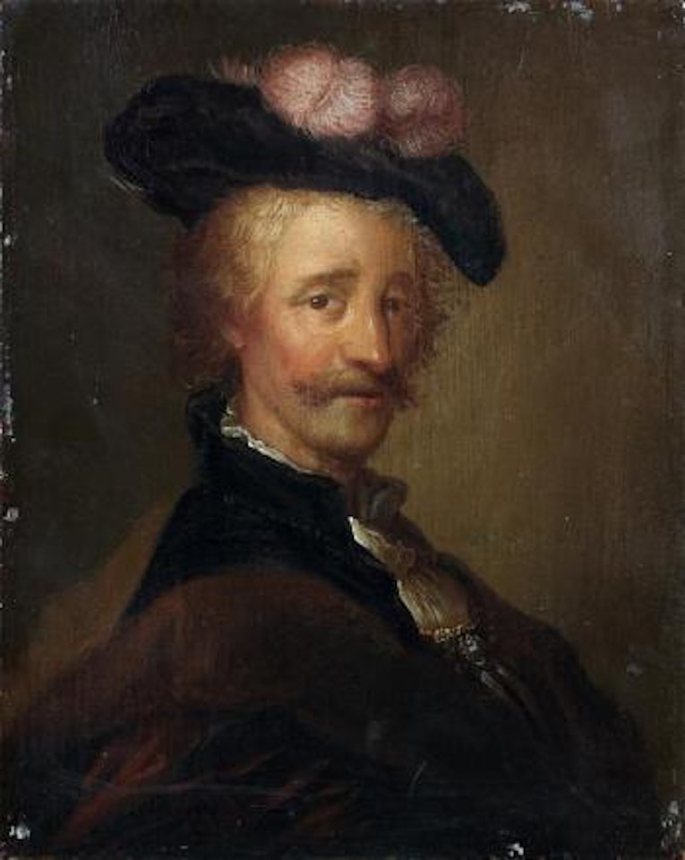 Portrait d'un homme au chapeau à la plume by Christian Wilhelm Ernst Dietrich