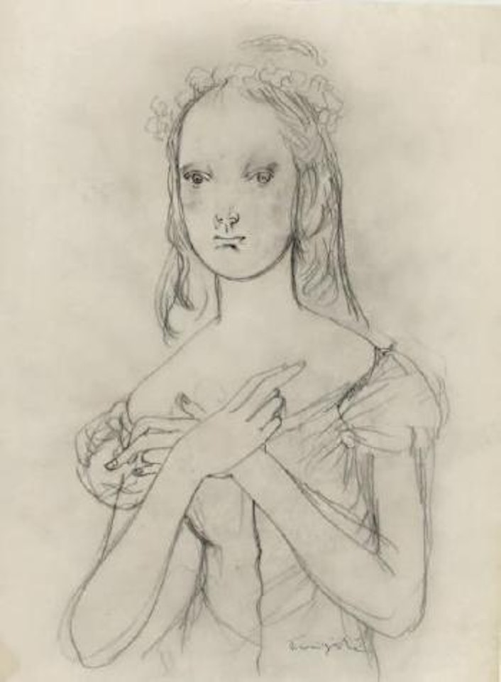 Jeune femme parée de fleurs by Leonard Tsuguharu Foujita