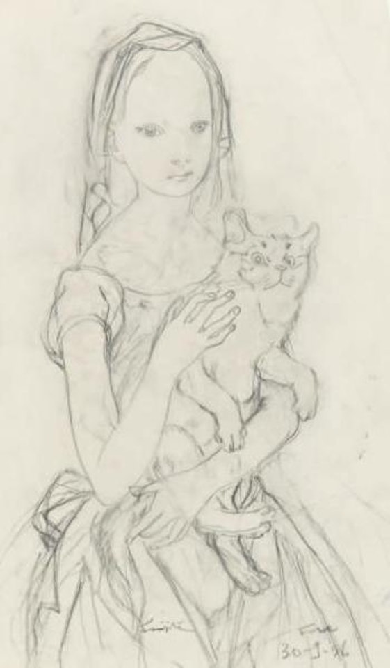 Petite fille au chat by Leonard Tsuguharu Foujita
