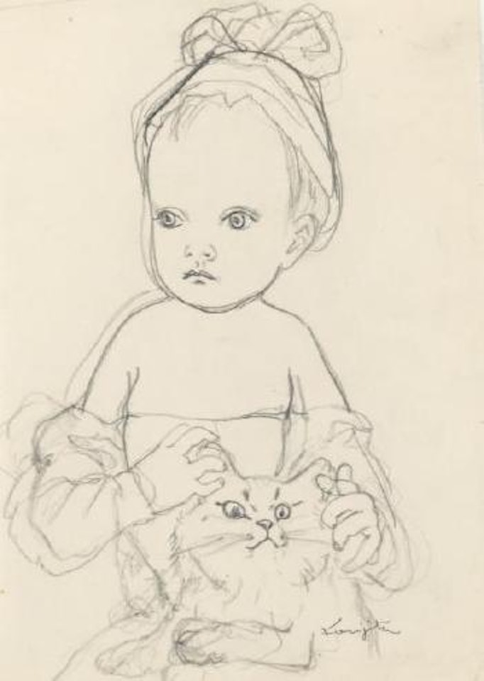 Fillette au chat by Leonard Tsuguharu Foujita