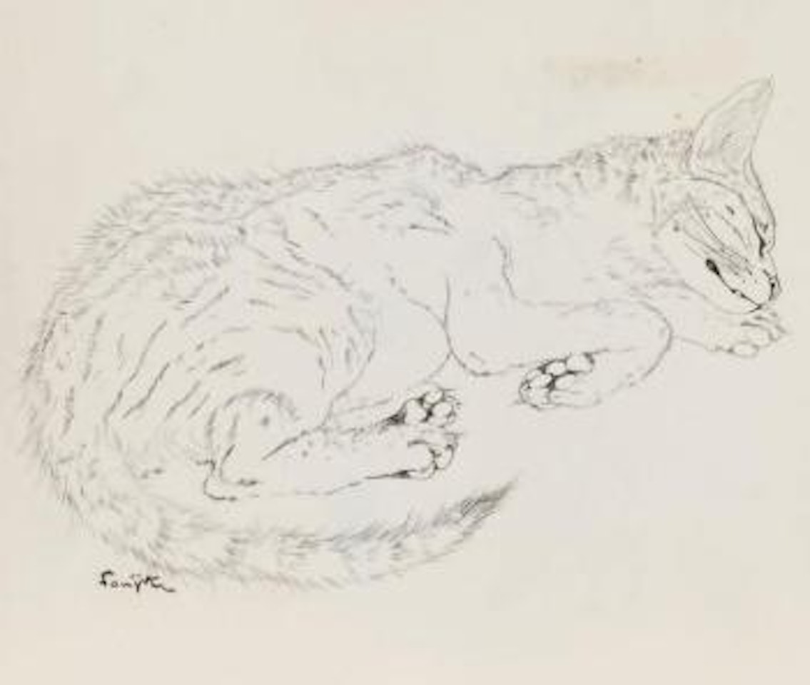 Chat endormi by Leonard Tsuguharu Foujita