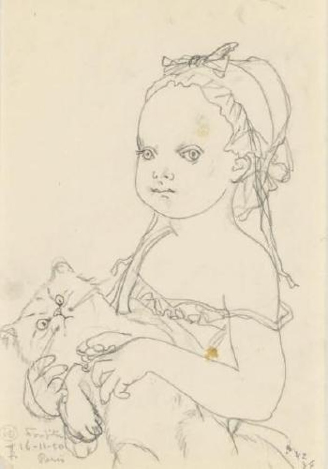 Fillette au chat by Leonard Tsuguharu Foujita