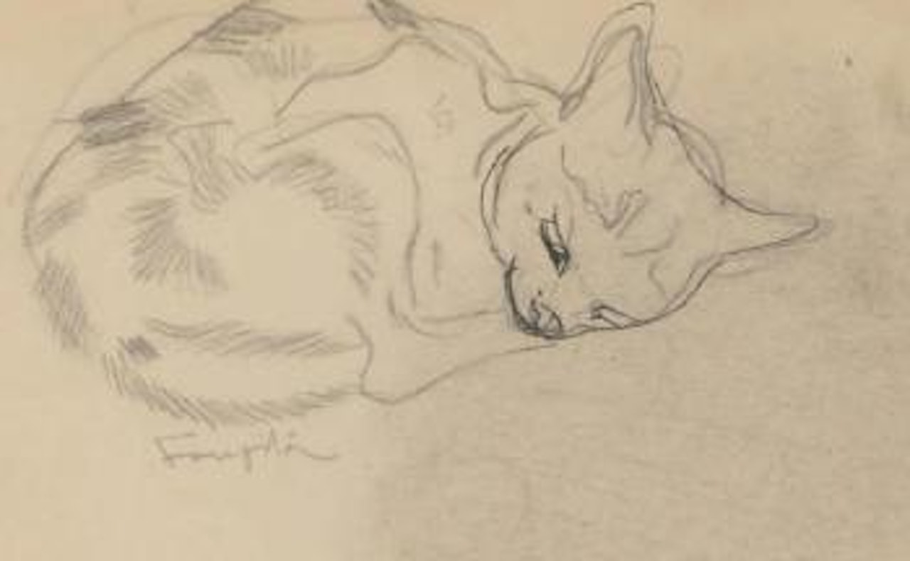 Chaton endormi by Leonard Tsuguharu Foujita