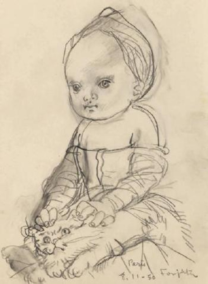 Petite fille au chat by Leonard Tsuguharu Foujita