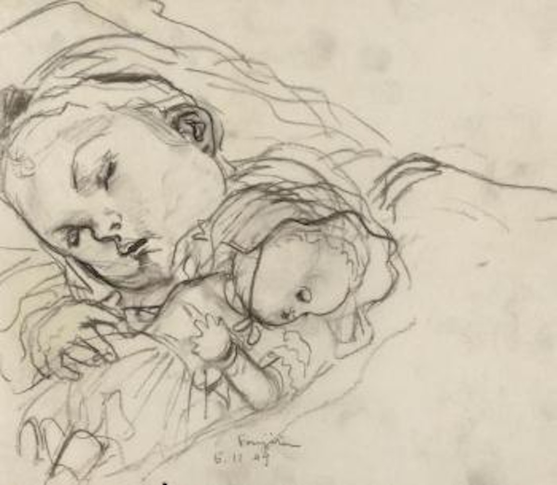 Fillette endormie à la poupée by Leonard Tsuguharu Foujita