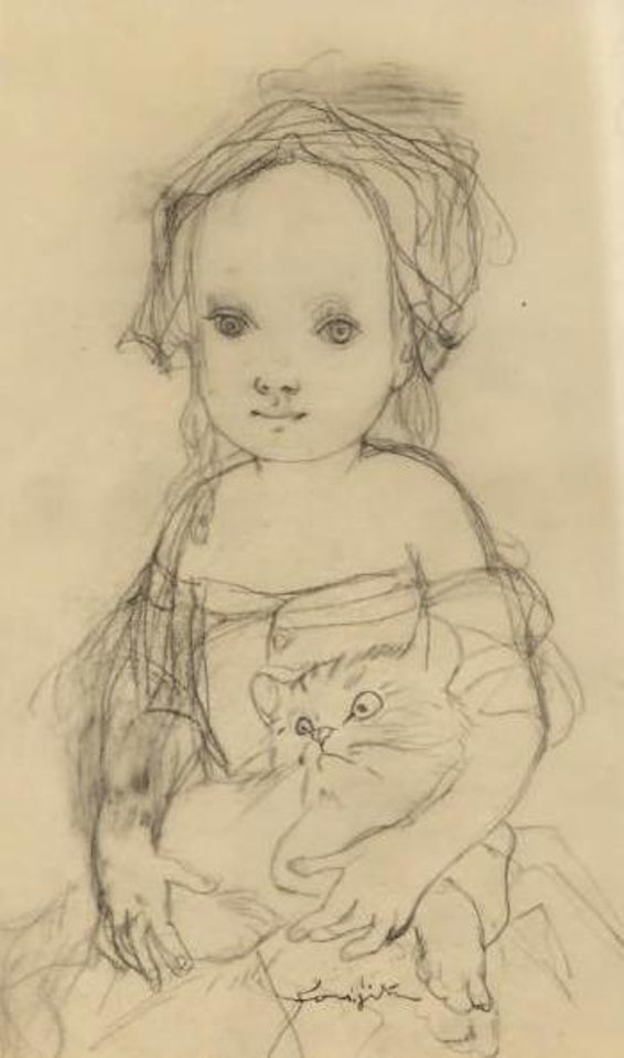 Petite fille au chat by Leonard Tsuguharu Foujita