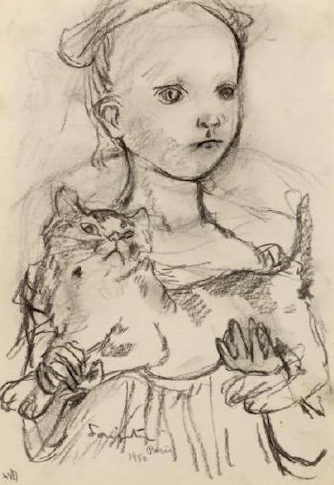 Fillette au chat by Leonard Tsuguharu Foujita