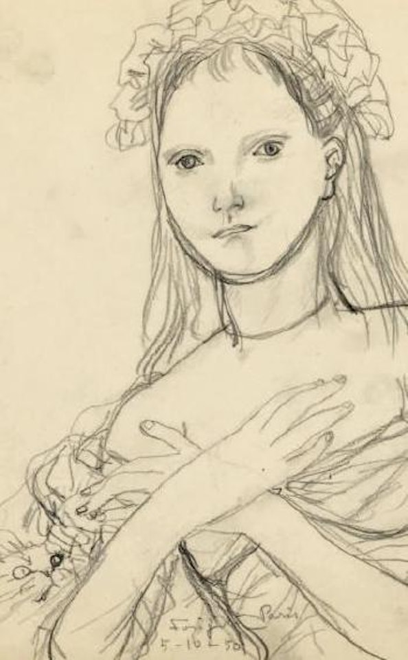 Jeune femme au chat by Leonard Tsuguharu Foujita