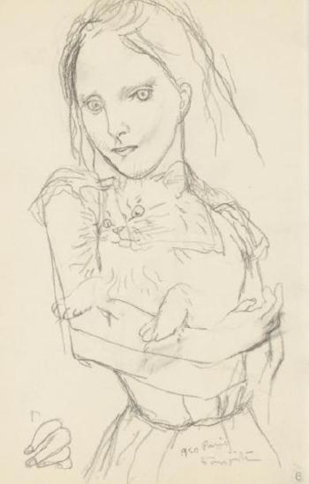 Jeune fille au chat by Leonard Tsuguharu Foujita