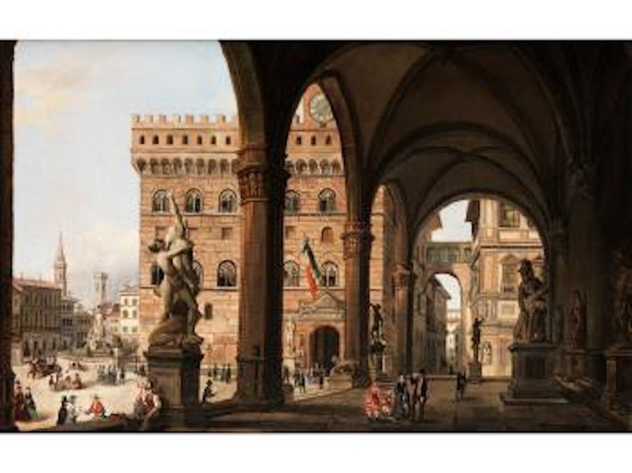 Ansicht Von Florenz - Blick Von Der Loggia Dei Lanzi Zum Palazzo Della Signoria by Italian School