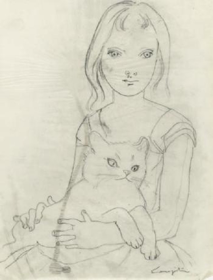 Fillette au chat by Leonard Tsuguharu Foujita