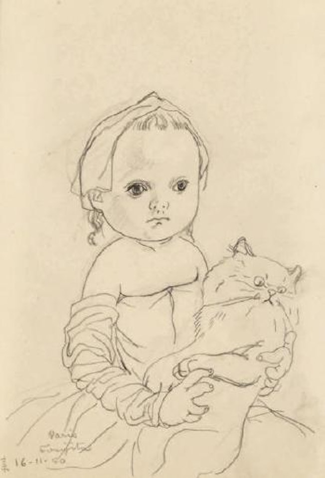 Fillette et son matou by Leonard Tsuguharu Foujita