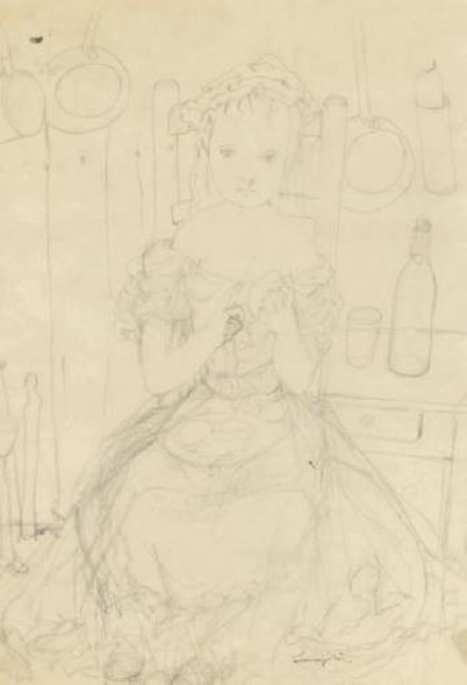 Petite fille epluchant des pommes de terre by Leonard Tsuguharu Foujita