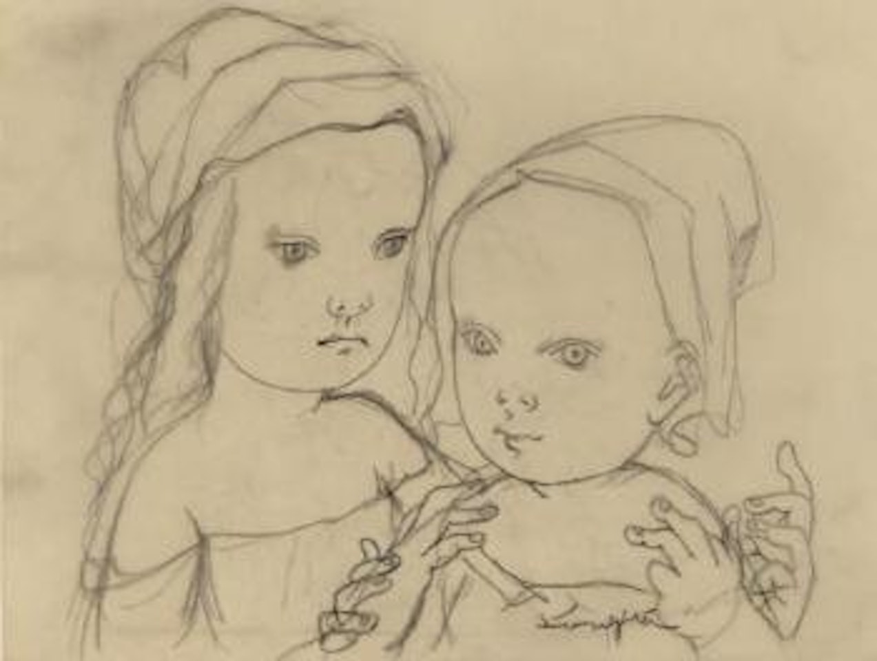 Fillete et sa petite soeur by Leonard Tsuguharu Foujita