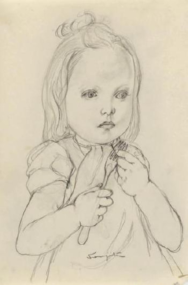 Fillette tenant une fourchette by Leonard Tsuguharu Foujita